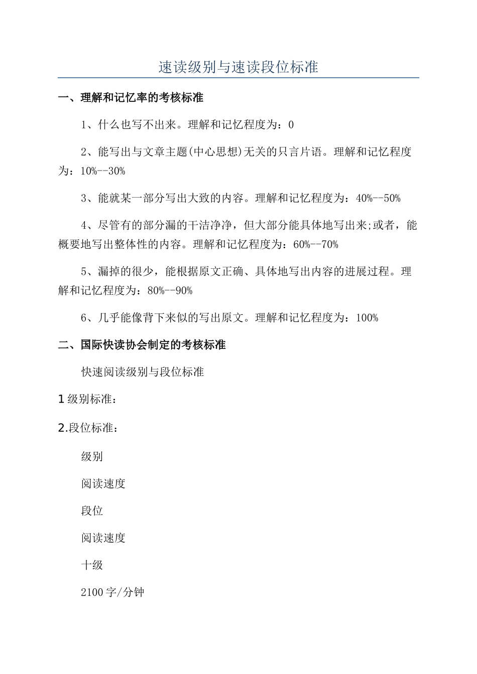 速读级别与速读段位标准_第1页