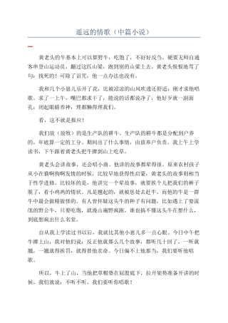 遥远的情歌（中篇小说）