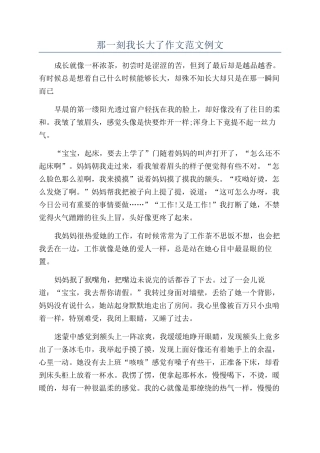那一刻我长大了作文范文例文