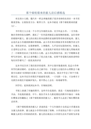 那个骑轮箱来的蜜儿读后感精选