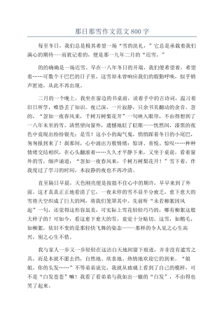 那日那雪作文范文800字