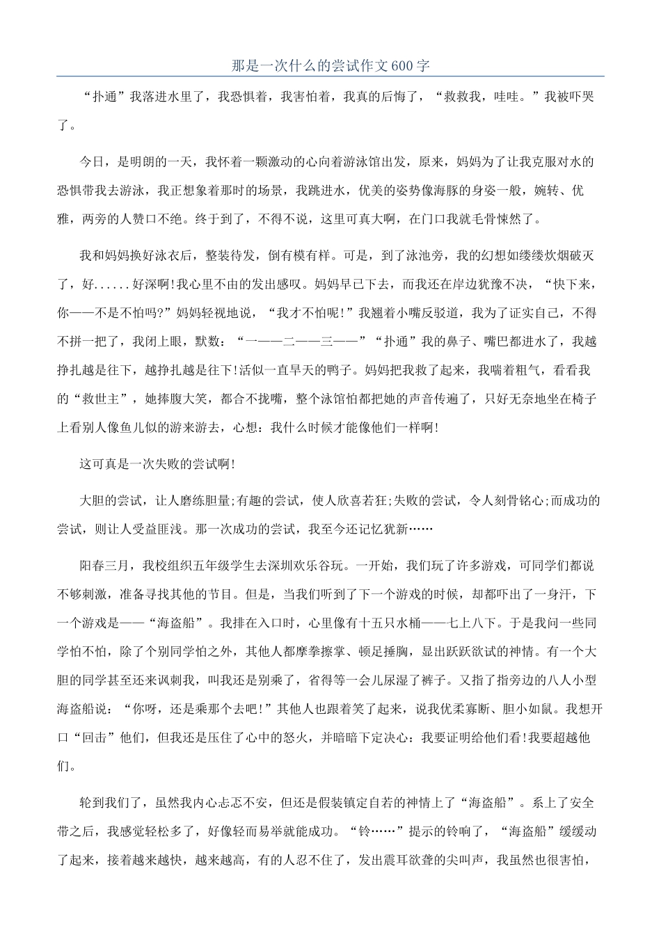 那是一次什么的尝试作文600字_第1页