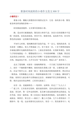 那条时光流转的小巷作文范文800字