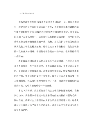 郑琮奇-三下乡总结