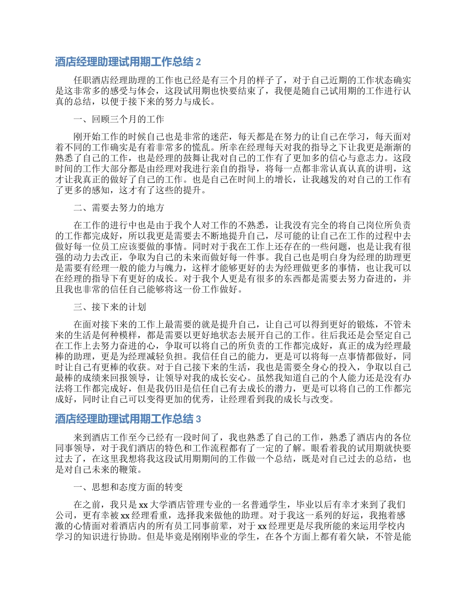 酒店经理助理试用期工作总结_第2页