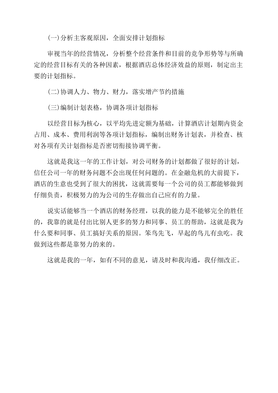 酒店财务经理财务工作计划范文_第2页