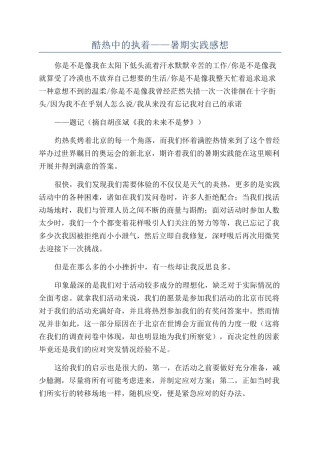 酷热中的执着——暑期实践感想