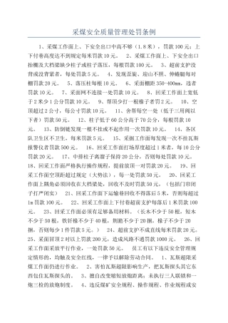 采煤安全质量管理处罚条例