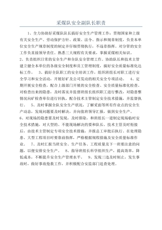 采煤队安全副队长职责