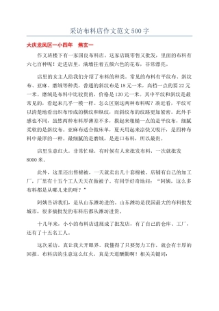 采访布料店作文范文500字