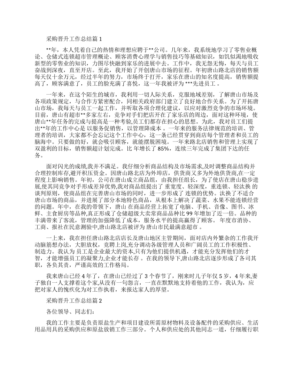 采购人员晋升工作总结范文_第1页