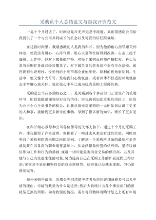 采购员个人总结范文与自我评价范文