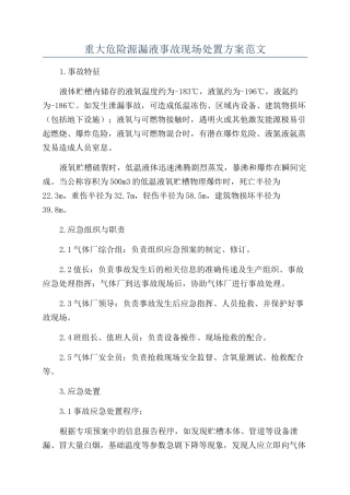 重大危险源漏液事故现场处置方案范文