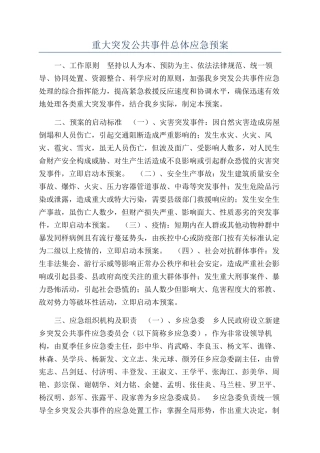 重大突发公共事件总体应急预案