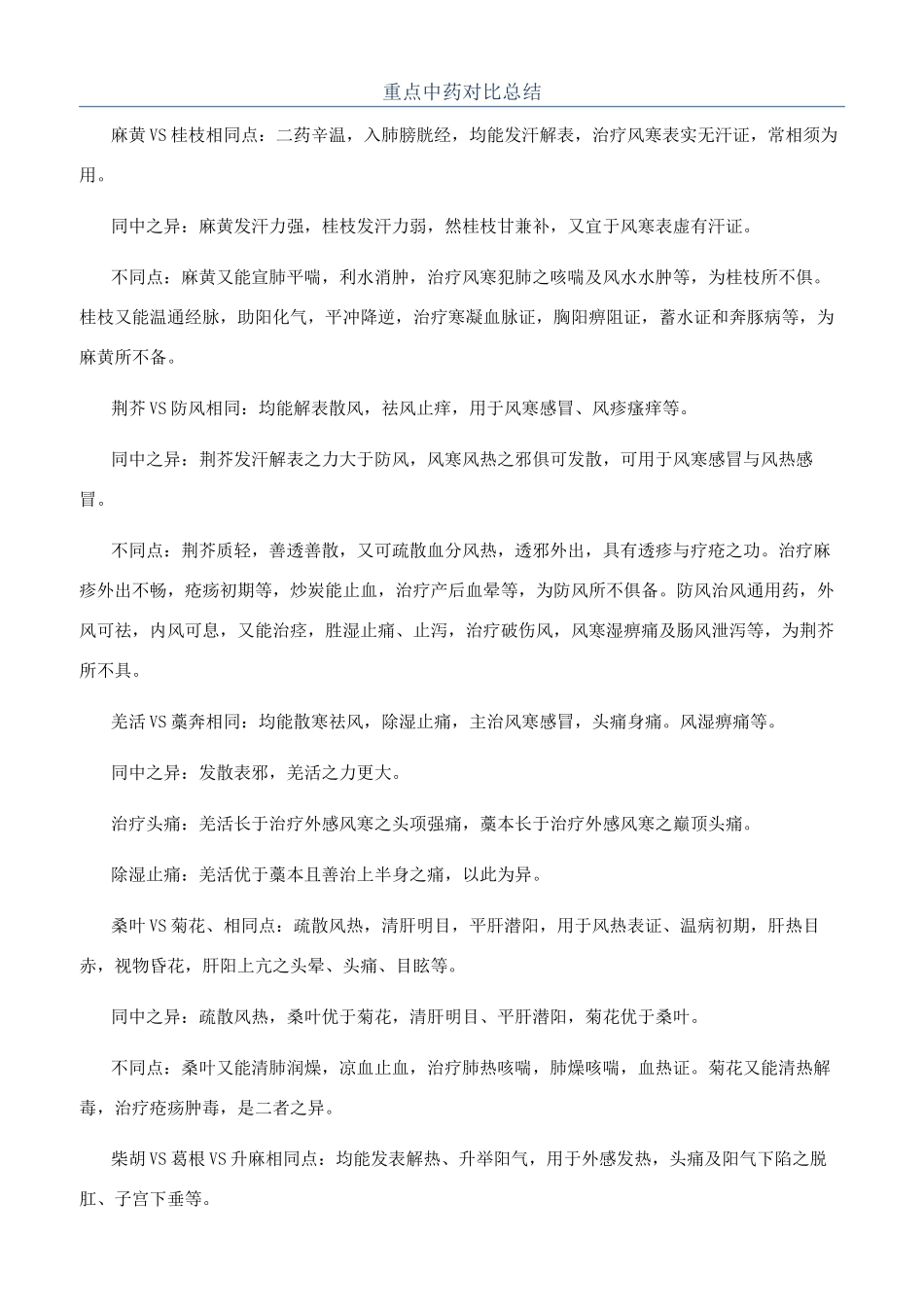重点中药对比总结_第1页