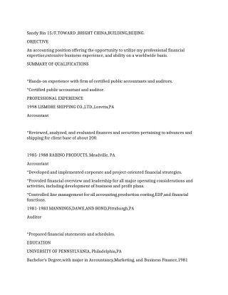 金融会计师英文简历