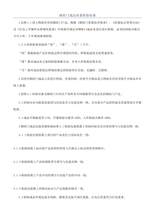 钢质门成品质量检验标准