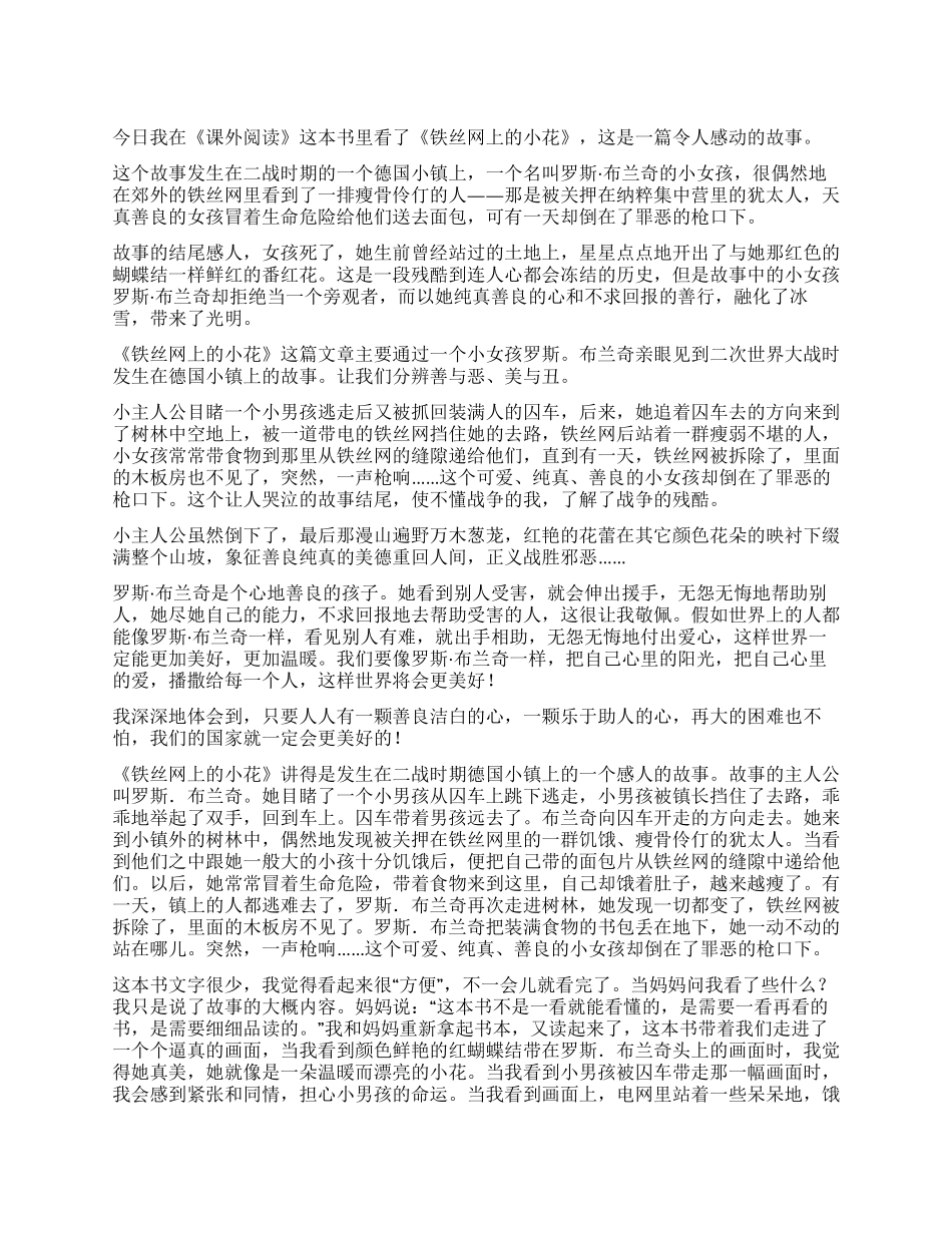 铁丝网上的小花读后感_第1页