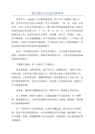 银行副行长先进申报材料