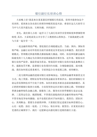 银行副行长培训心得