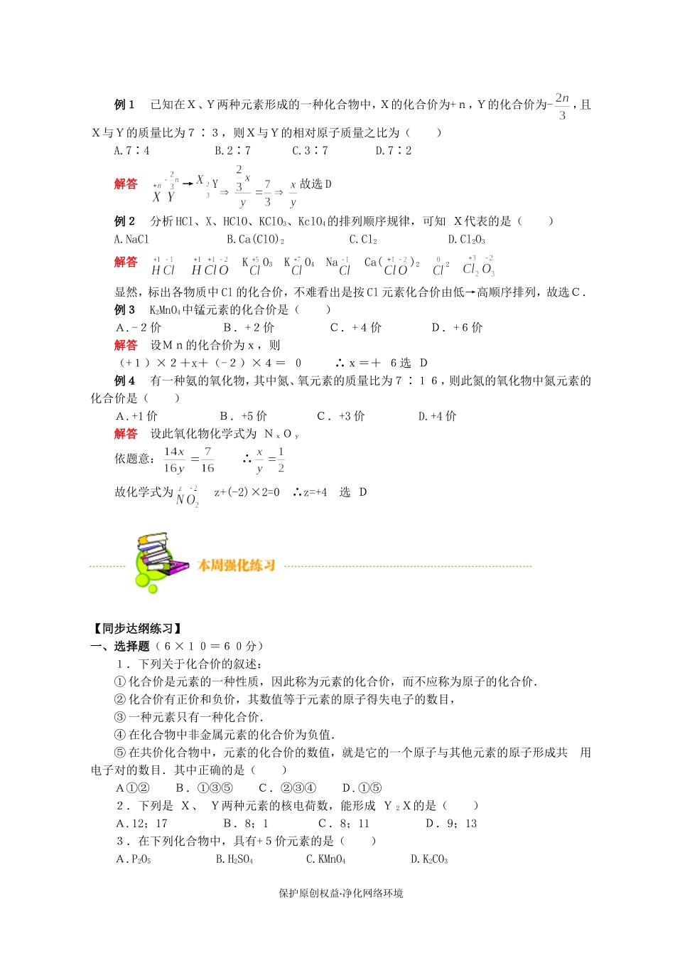 【决胜】九年级化学专项训练 化合价【基础知识精讲】_第3页