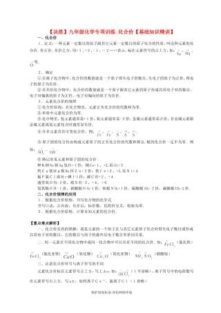 【决胜】九年级化学专项训练 化合价【基础知识精讲】