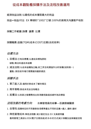 從成本觀點看採購手法及流程改善運用