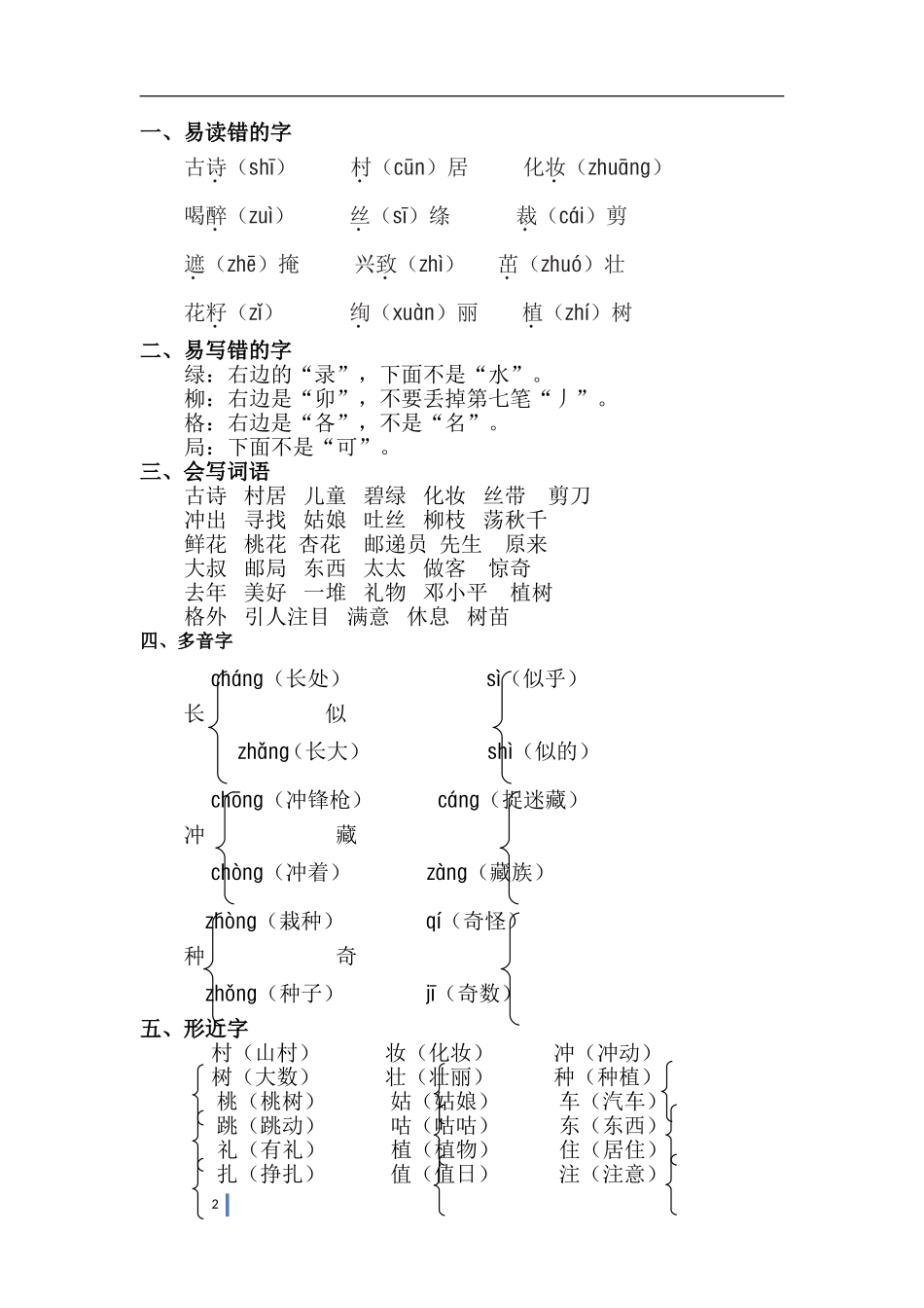 二年级下册语文单元知识点归纳_第2页