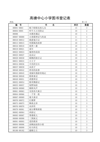 高塘中心小学图书登记表