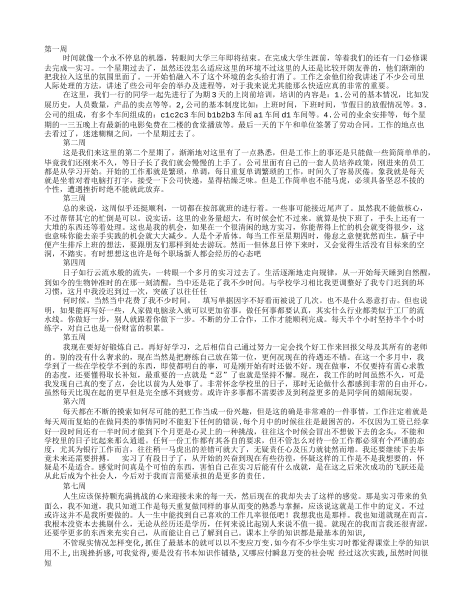 工商管理专业大学生实习周记汇总_第1页