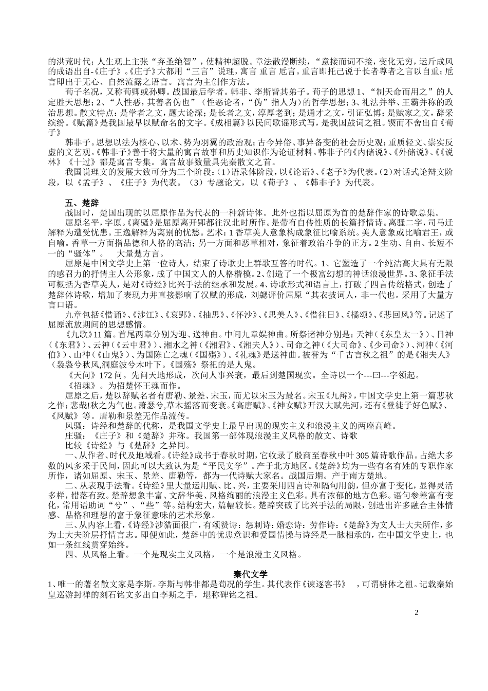 中国古代文学史知识点梳理汇总_第2页