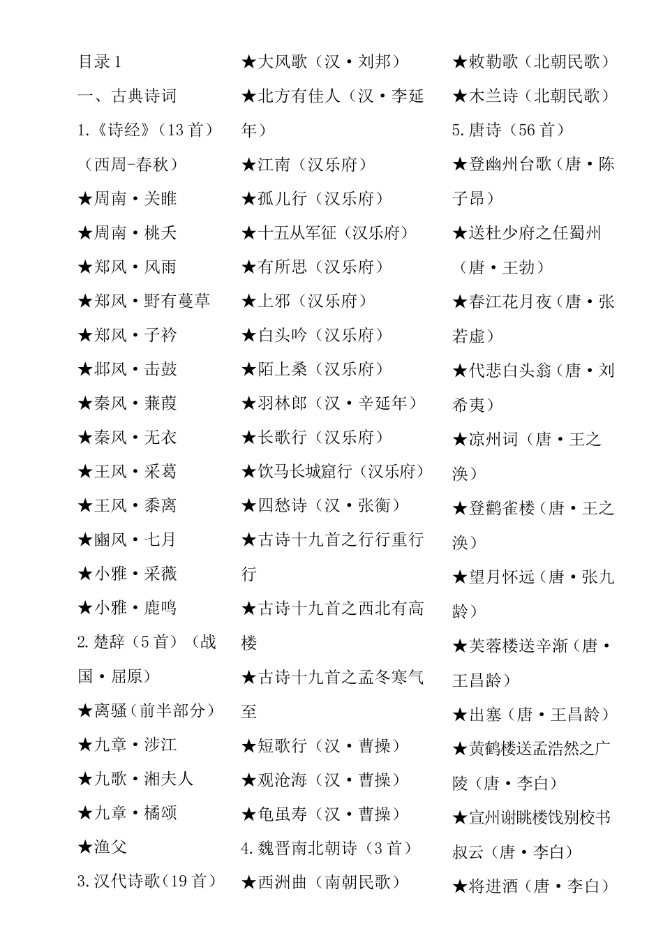 中华经典诗文诵读推荐篇目_第2页