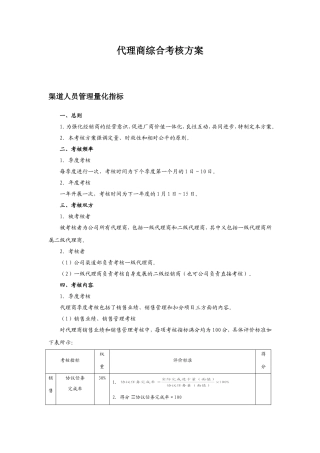 代理商综合考核方案