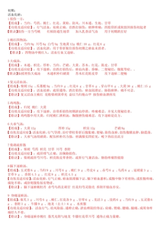 活血化瘀中药配方