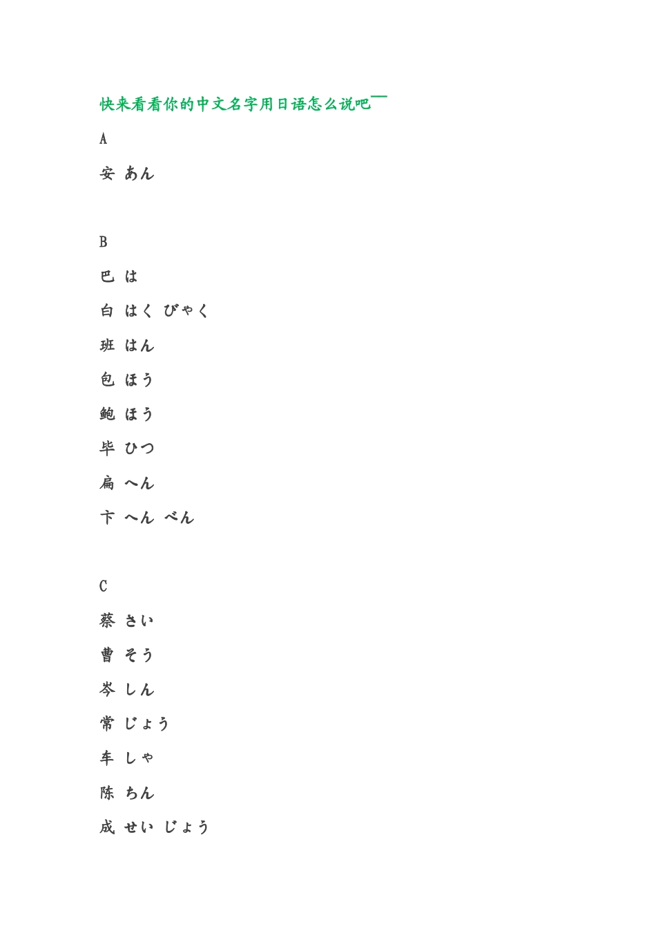 快来看看你的中文名字用日语怎么说吧_第1页