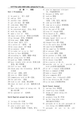 人教版高中英语必修一至必修五重点词组归纳