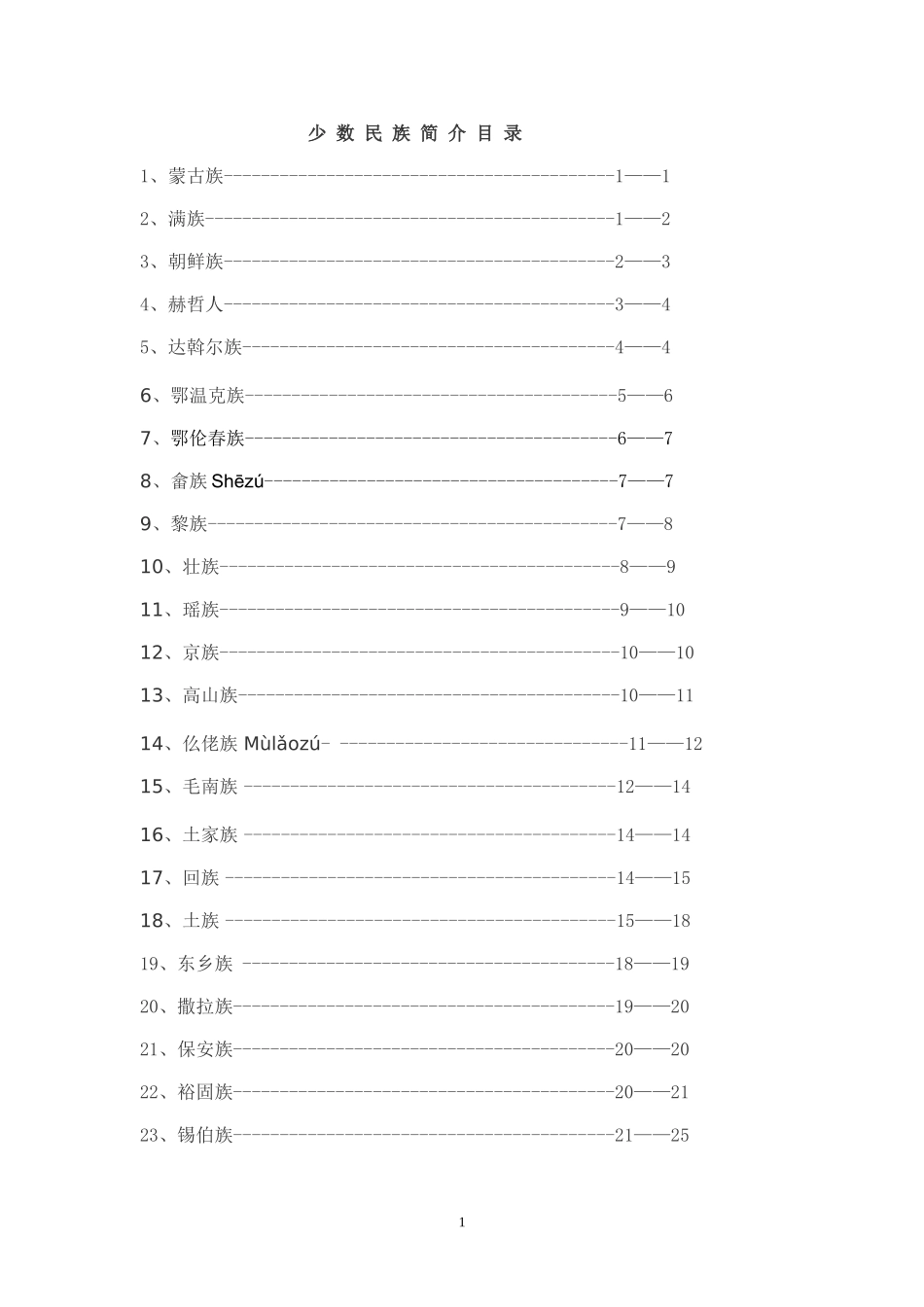 少数民族知识点梳理汇总_第1页