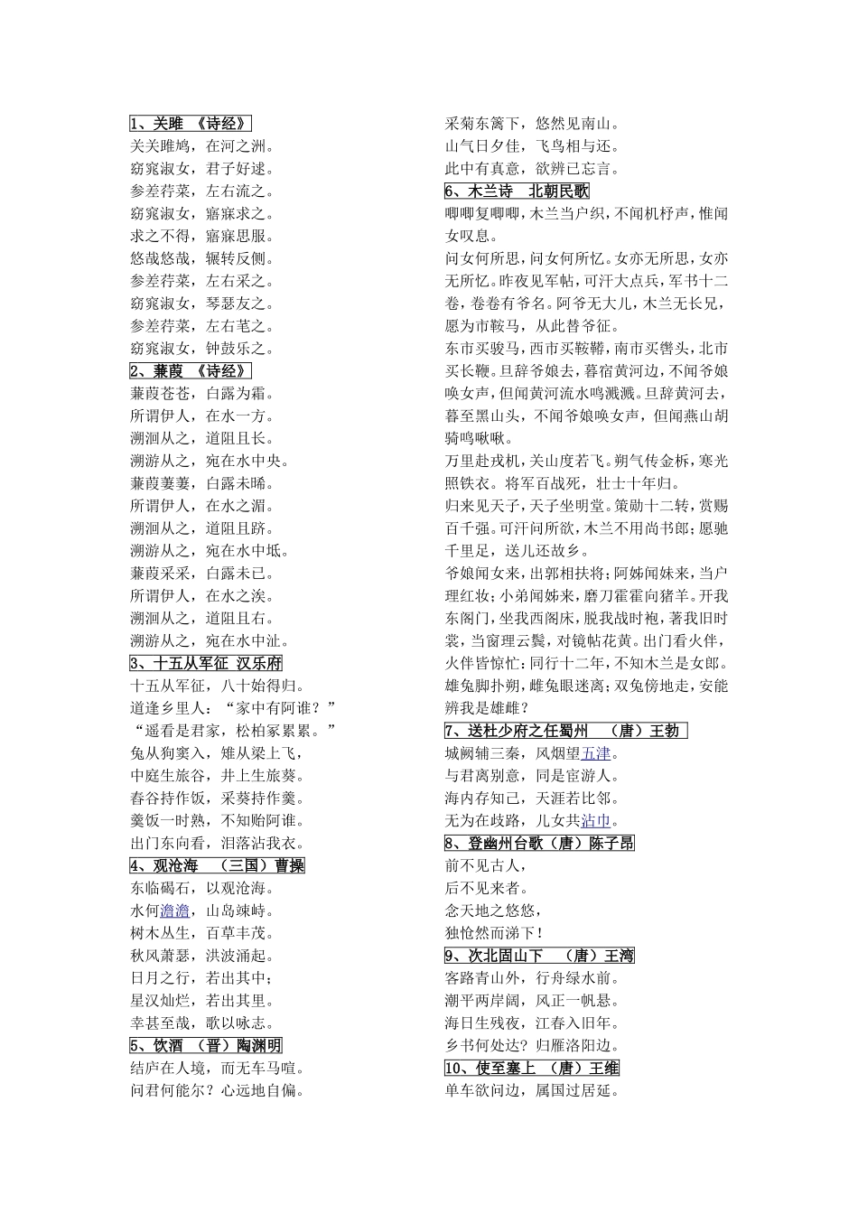 诗歌古代梳理汇总_第1页