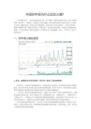 中国好声音为什么如此火爆？