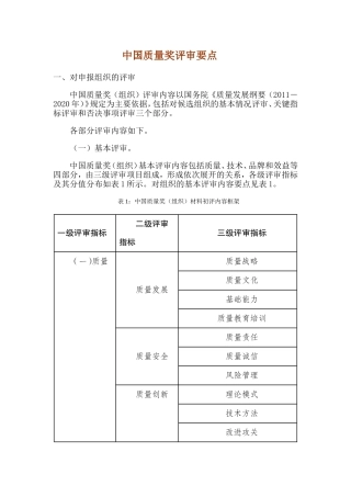 中国质量奖评审要点