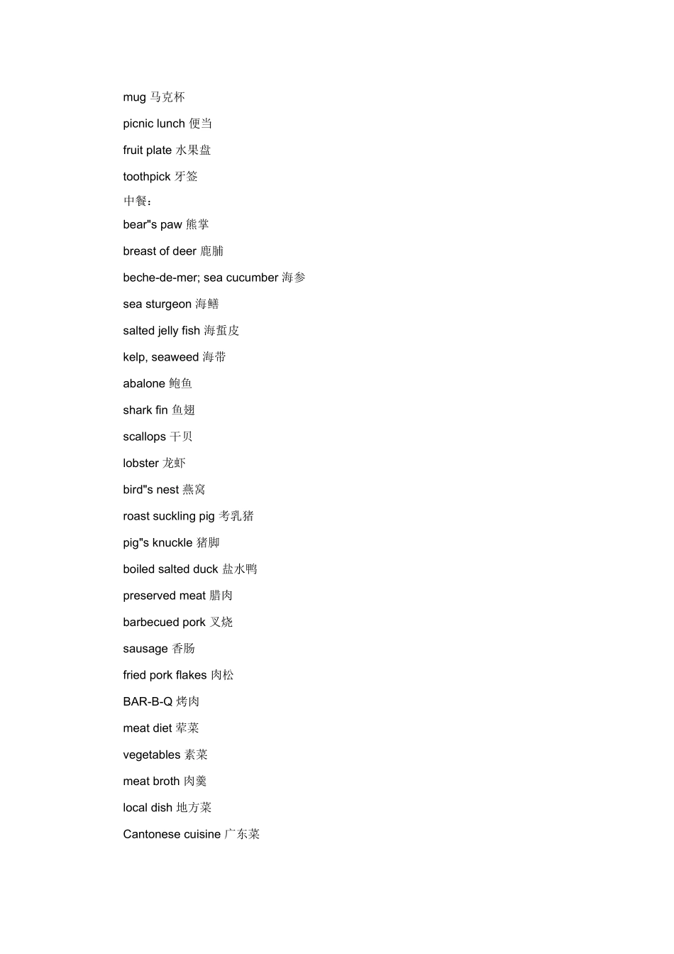 中外美食相关英语词汇大餐·上篇_第2页