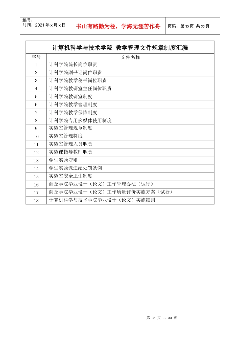 计算机科学与技术学院教学管理文件规章制度汇编_第1页