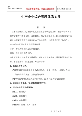 某生产企业综合管理体系文件