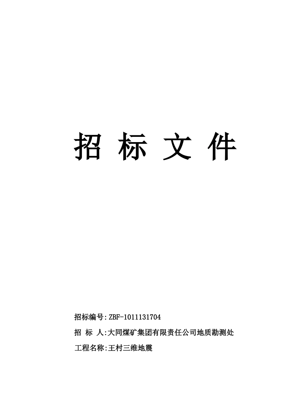 某煤矿集团有限责任公司地质勘测处招标文件_第1页