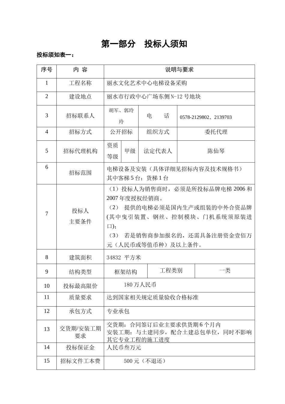 某艺术中心电梯采购招标文件_第3页