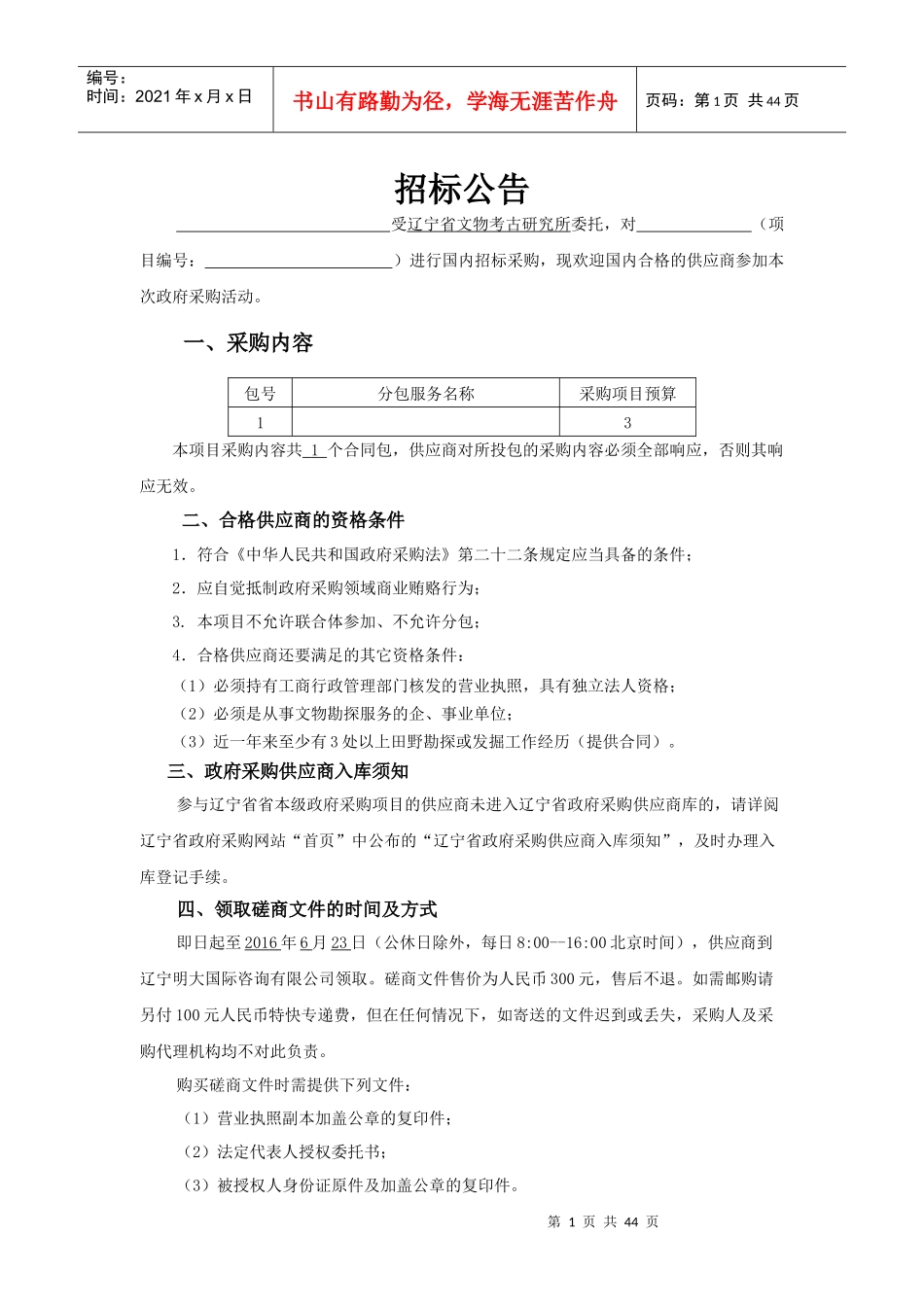 某省政府采购项目招标文件_第3页