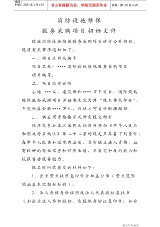 消防设施维保招投标文件(DOC30页)