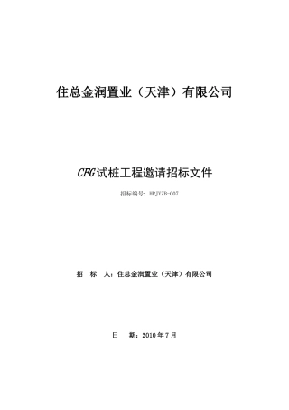 某置业公司CFG桩试工程招标文件