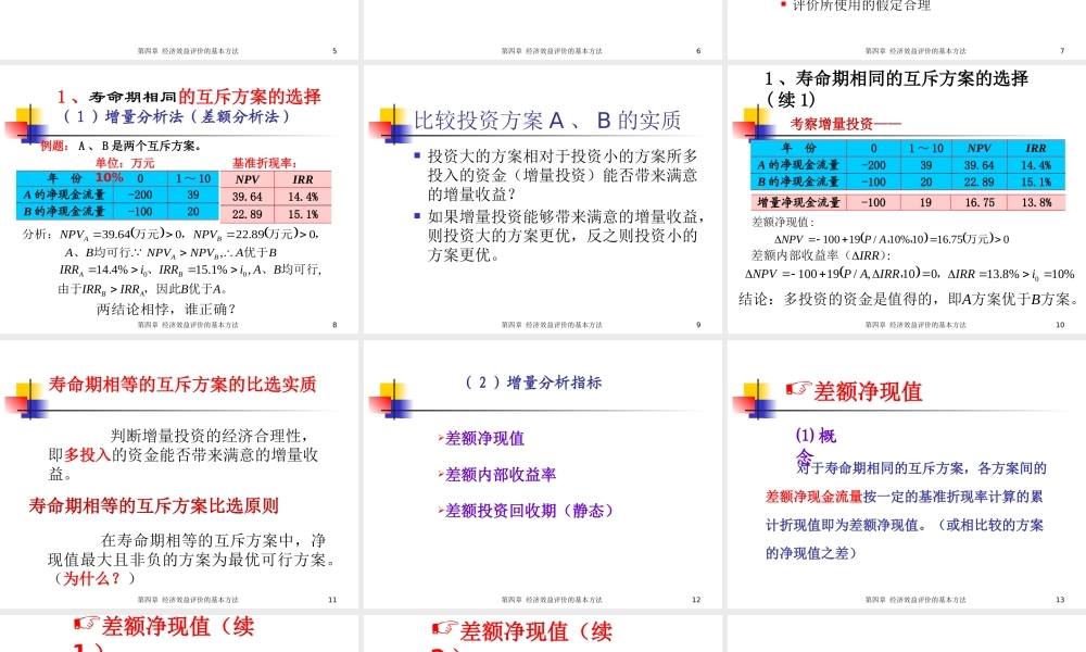 《工程经济学》第4章(2) 工程项目经济评价