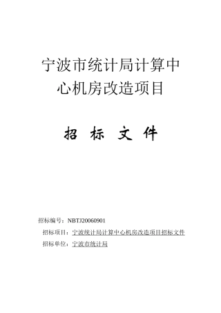 某统计局计算中心机房改造项目招标文件